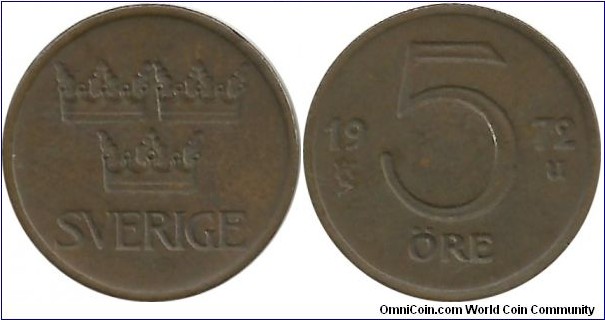 Sweden 5 Öre 1972