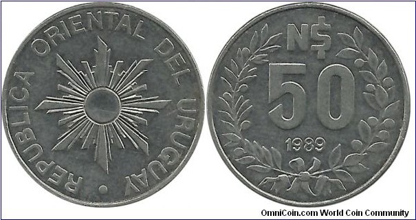 Uruguay 50 Nuevos Pesos 1989