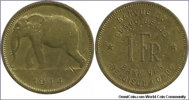 Congo-Belgium 1 Franc 1944