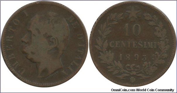 Italy-Kingdom 10 Centesimi 1893BI