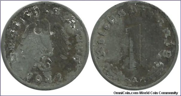 Germany-Nazi 1 Reichspfennig 1942A