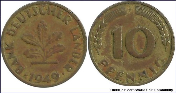 Germany-BDL 10 Pfennig 1949F