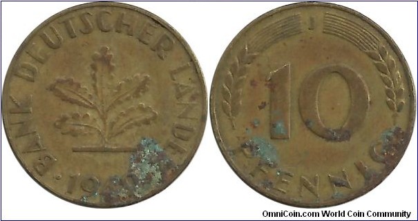 Germany-BDL 10 Pfennig 1949J