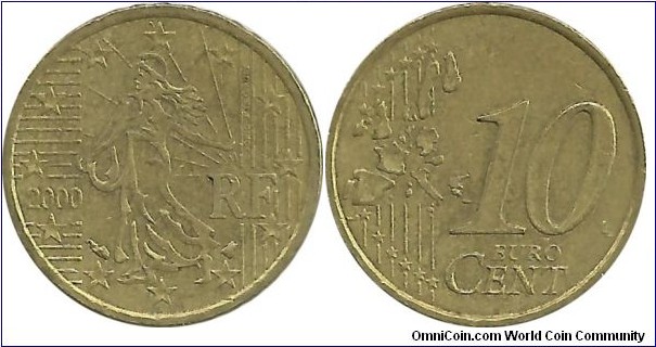 France 10 Eurocent 2000