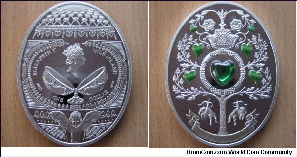 1 Dollar - Love tree - 28.28 g 0.925 silver Proof (with green stone) - mintage 7,000