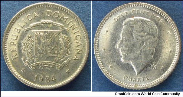 Copper-Nickel;Obverse coat of arms; reverse Duarte; struck in Mexico City Mint