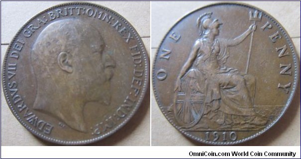 1910 penny EF no lustre