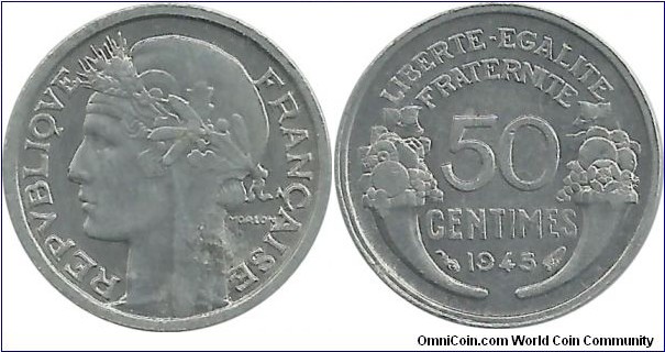 France 50 Centimes 1945