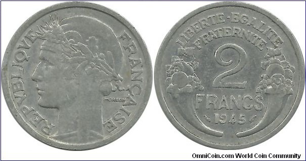 France 2 Francs 1945
