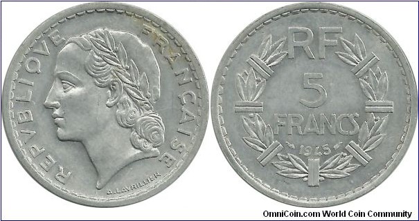 France 5 Francs 1945
