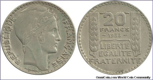 France 20 Francs 1933
