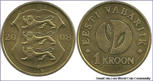 Estonia 1 Kroon 2008