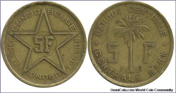 BelgianCongo 5 Francs 1952