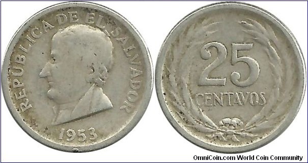 ElSalvador 25 Centavos 1953