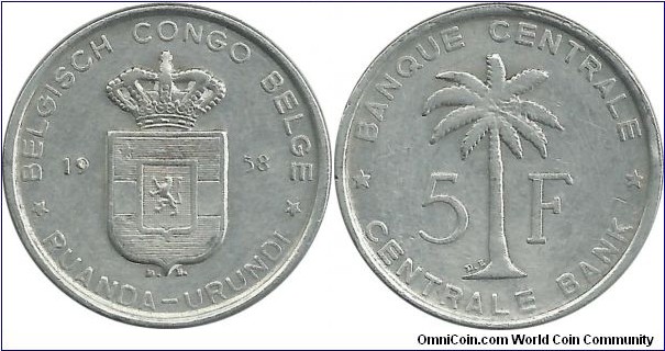 BelgianCongo 5 Francs 1958