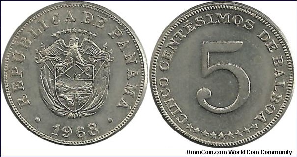 Panama 5 Centesimos 1968