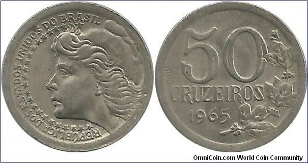 Brasil 50 Cruzeiros 1965 - reduced size