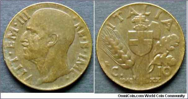 Italy 10 centesimi.
1942
