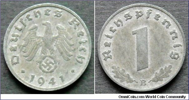 Germany (Third Reich) 1 pfennig.
1941, Mintmark 