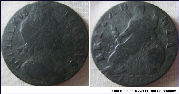 1700 Halfpenny Unbarred A's in Britannia