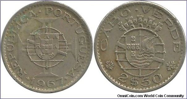 CaboVerde-Portuguesa 2½ Escudos 1967