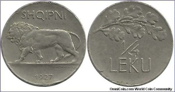 Albania ¼ Lek 1926