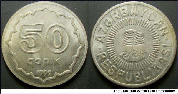 Azerbaijan 1992 50 qapik. Weight: 5.10g. 