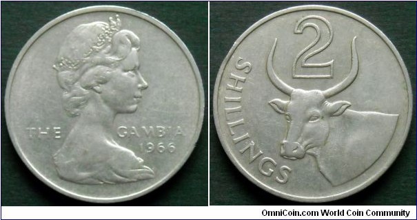 The Gambia 2 shillings.
1966