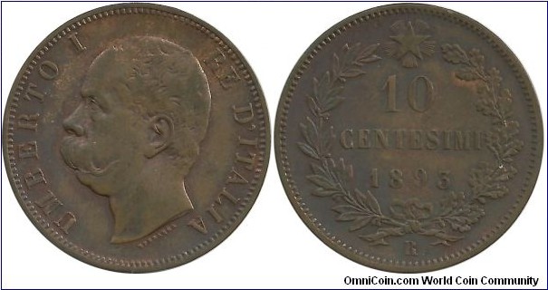 Italy-Kingdom 10 Centesimi 1893R