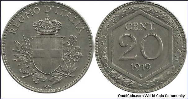 Italy-Kingdom 20 Centesimi 1919R