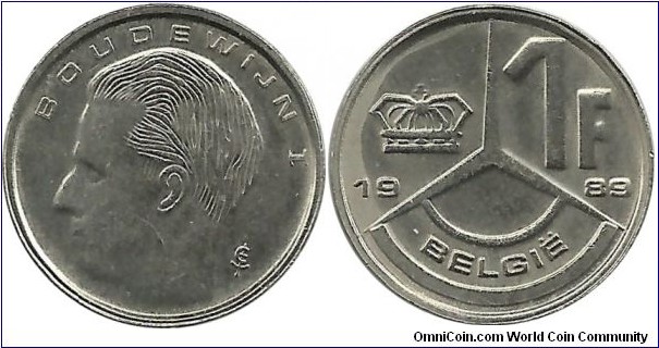 Belgium 1 Franc 1989-Dutch