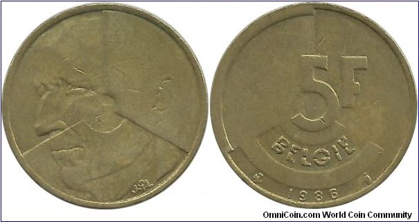 Belgium 5 Francs 1986-Dutch