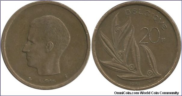 Belgium 20 Francs 1981-French