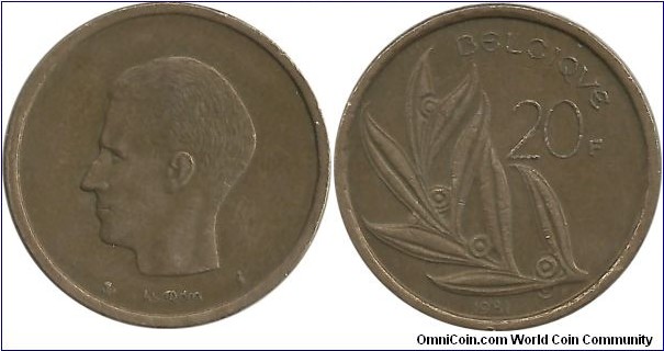 Belgium 20 Francs 1981-French