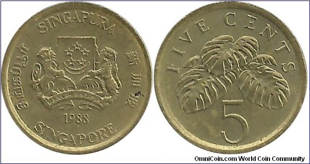 Singapore 5 Cents 1988