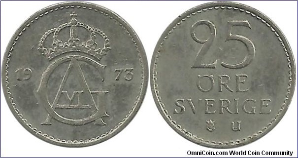 Sweden 25 Öre 1973