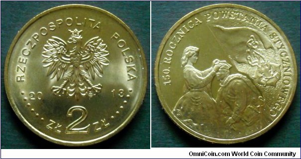 Poland 2 zlote.
2013, 150th Anniversary of the January Uprising. 