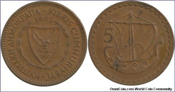 Cyprus 5 Mils 1963