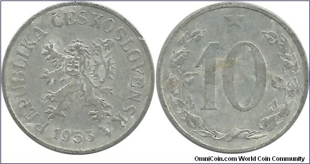 CzechoslovakiaPR 10 Haler 1953