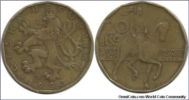 CzechRepublic 20 Korun 1993