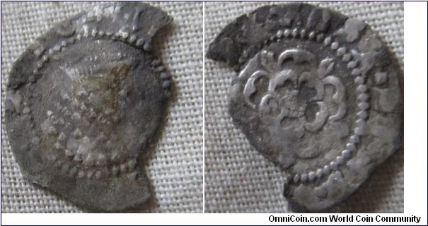 James I penny, parts broken off but plenty of detail