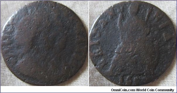 william and mary farthing, quite worn