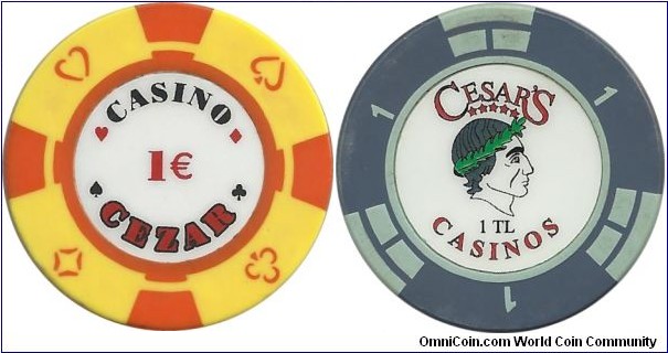 Cyprus-Casino Cezar,Cesar's Casino €1-TL1