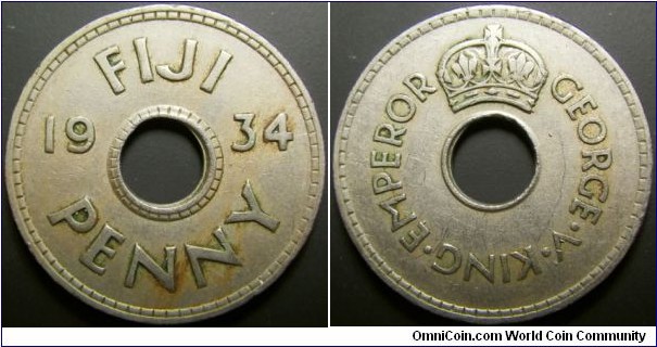 Fiji 1934 1 penny. 