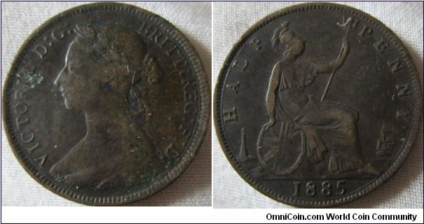 1885 Half penny F+