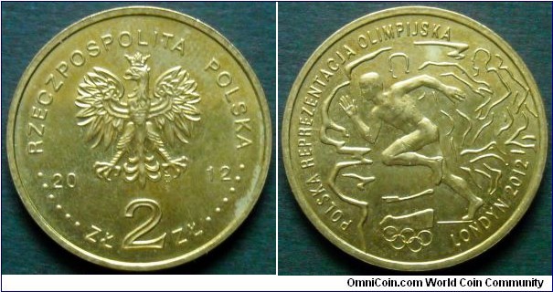 Poland 2 zlote.
2012, XXX Summer Olympic Games - London 2012.
Polish Olympic Team.