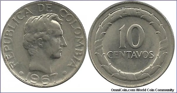 Colombia 10 Centavos 1967