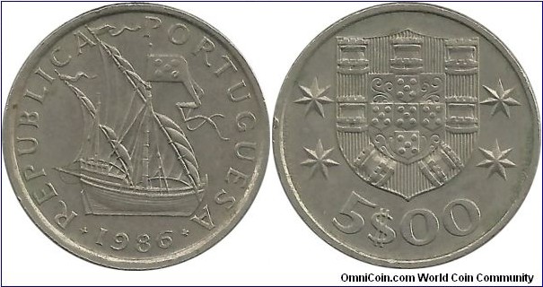 Portugal 5 Escudos 1986
The last year of mint