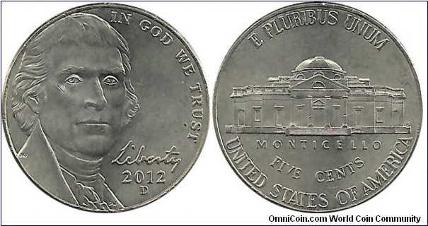 USA 5 Cents 2012D-Liberty