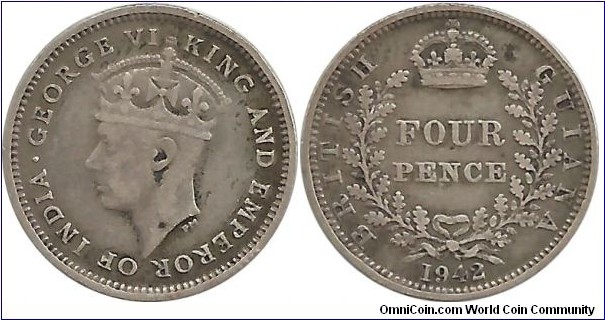 British Guiana 4 Pence 1942